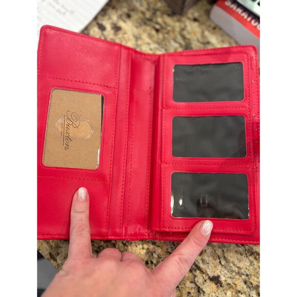 BUXTON RED Faux Leather Red Snakeskin Snap Wallet NEW - Picture 3 of 5